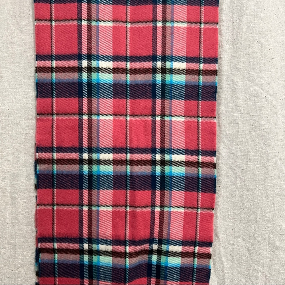 MADE IN SCOTLAND | 100% Cashmere Plaid Pink and Blue Scarf - Picture 6 of 7